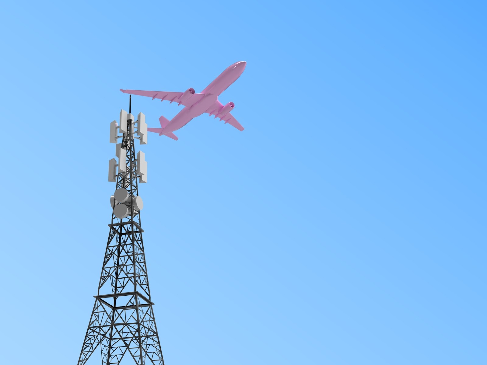 a plane flying past an electrical tower