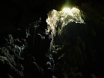 Pendurado nas cordas no Abismo Anhumas