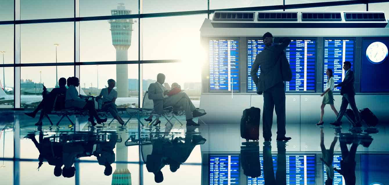 people waiting at an airport