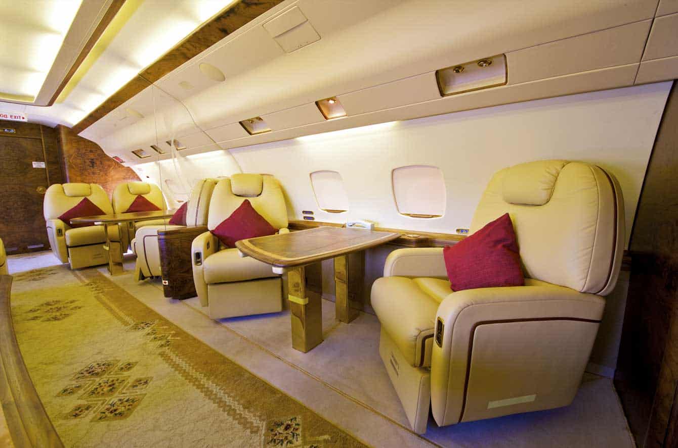 the interior of a private jet