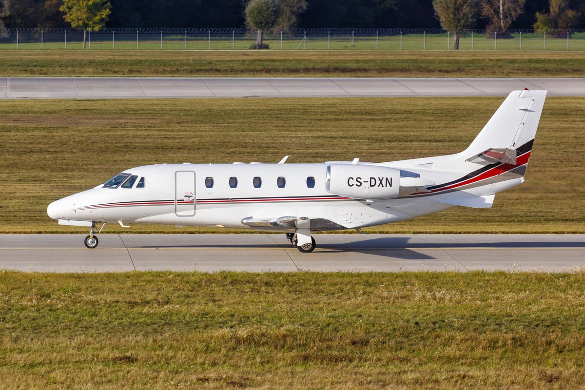 a Citation XLS private jet standing on the runway