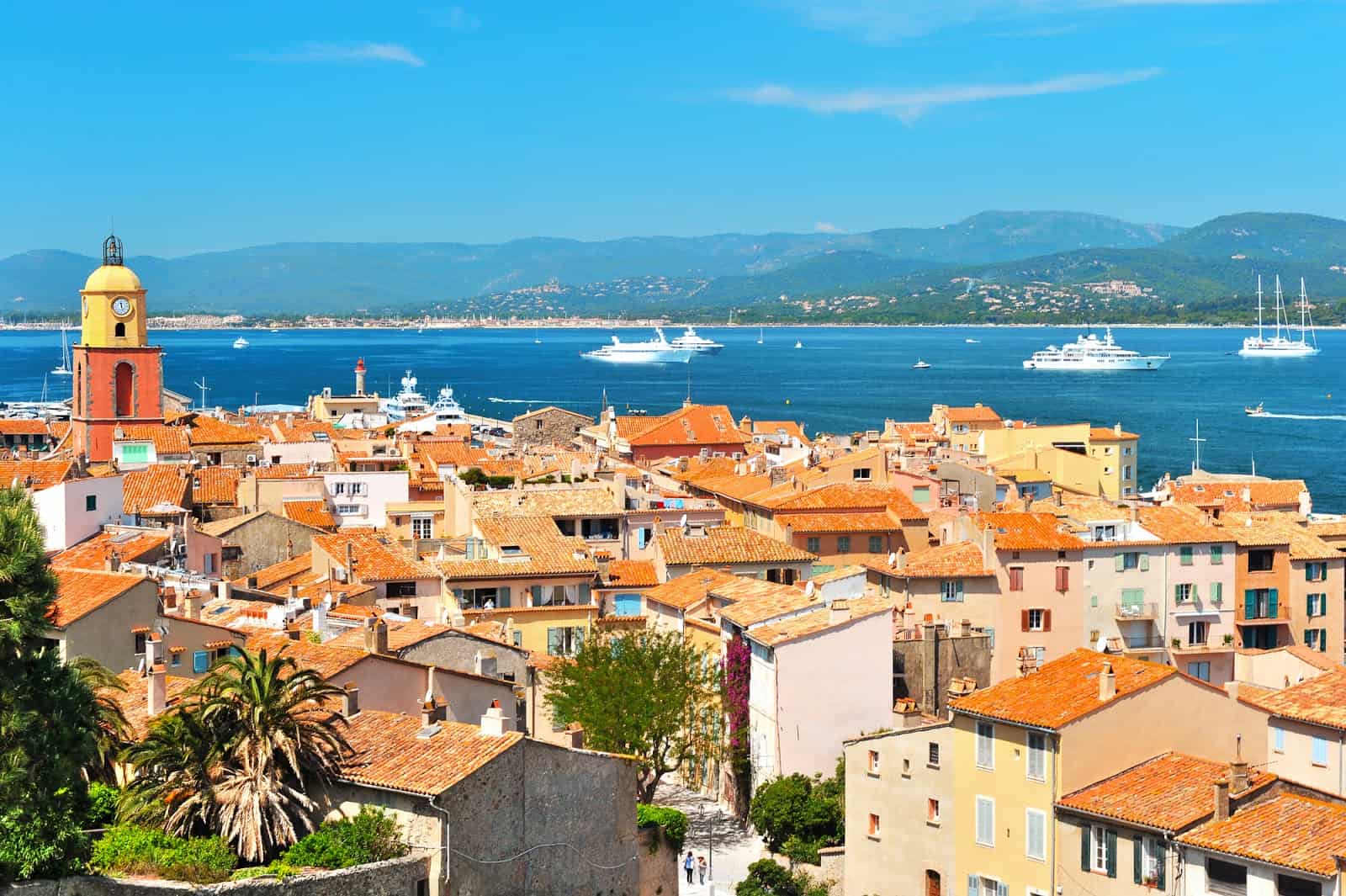 Saint-Tropez with seascape and blue sky