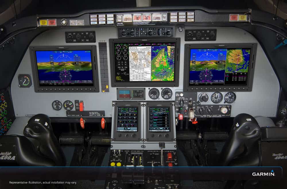 Hawker 400XP Cockpit with Garmin Avionics