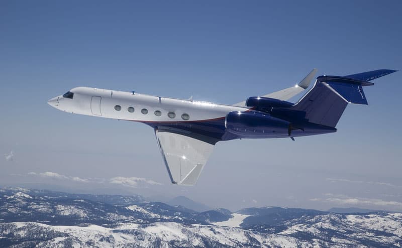  A Gulfstream GV private jet flying through the air 