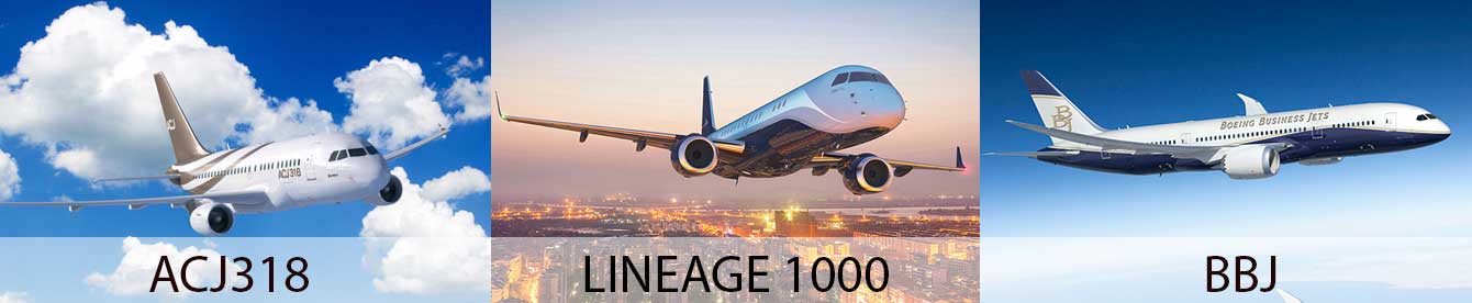 the AC318, Lineage 100 and BBJ planes