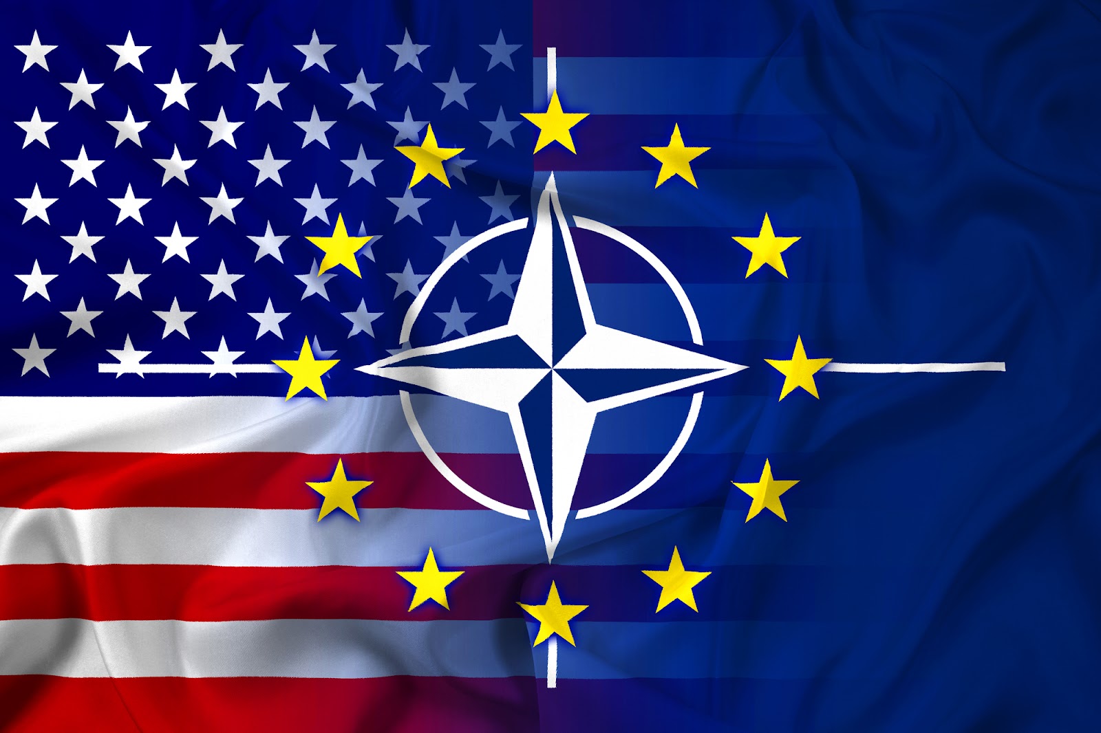 the nato sign with the american flag and the European stars