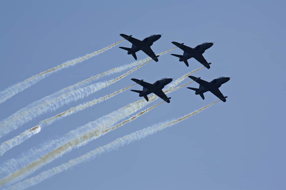  four hawker air force planes flying