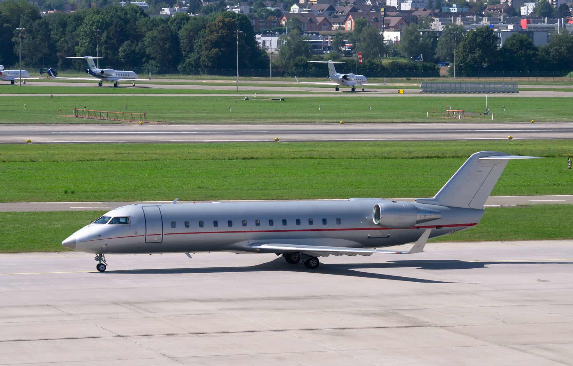 A private jet stalled on a runway