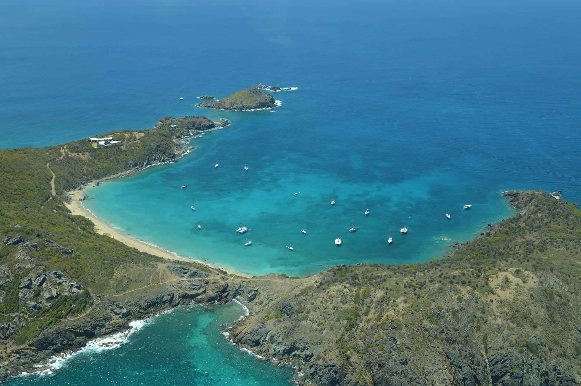 An aerial view of St. Barts