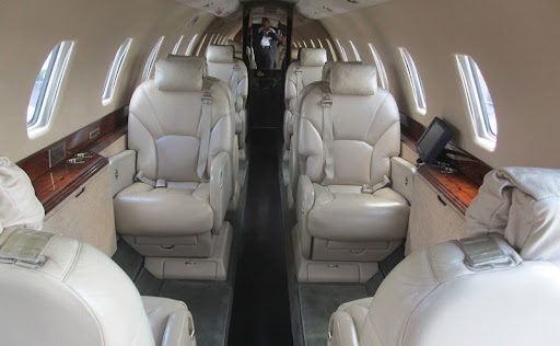 the interior of a Cessna Citation X private jet