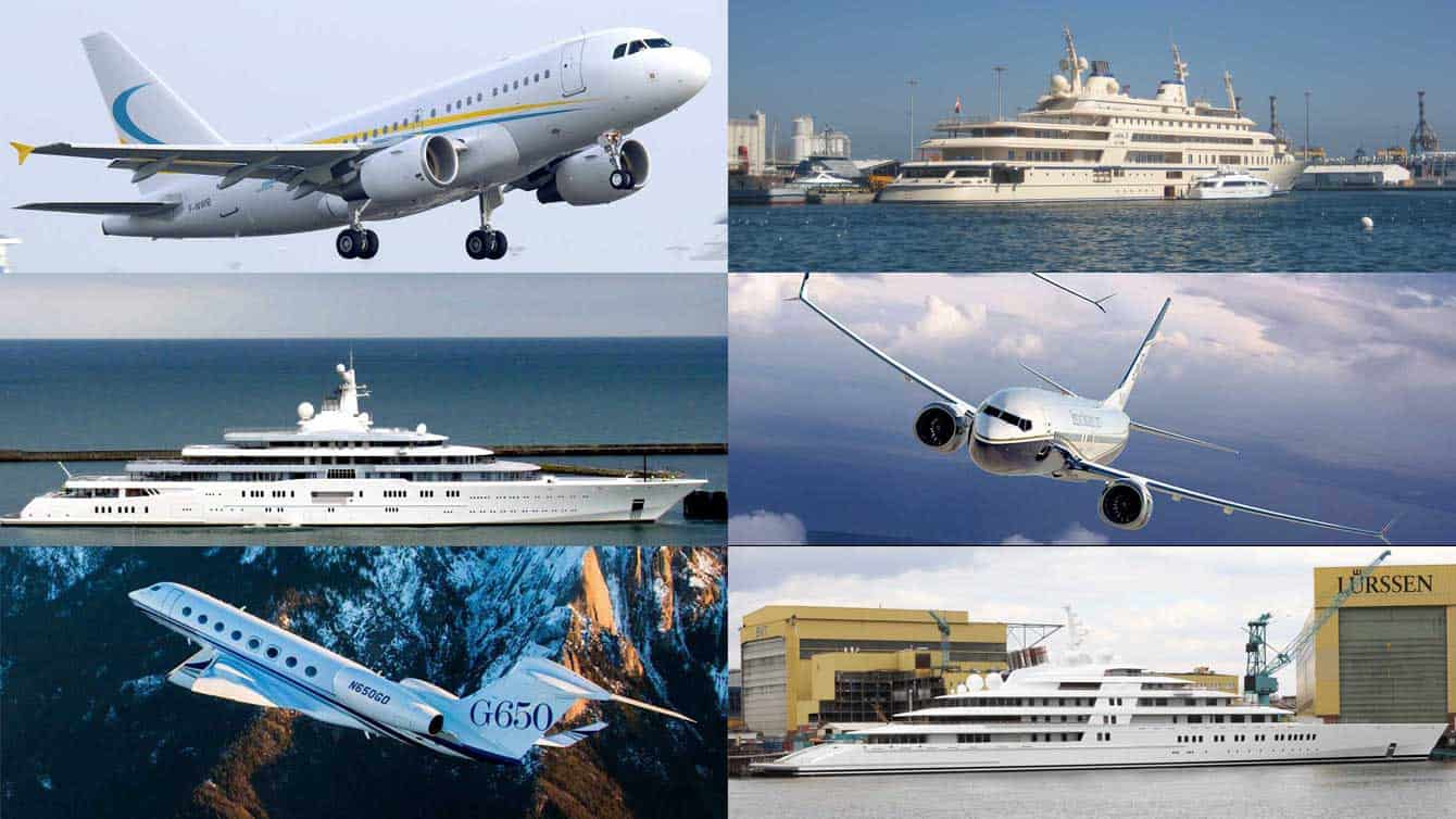 three yachts with private jets 