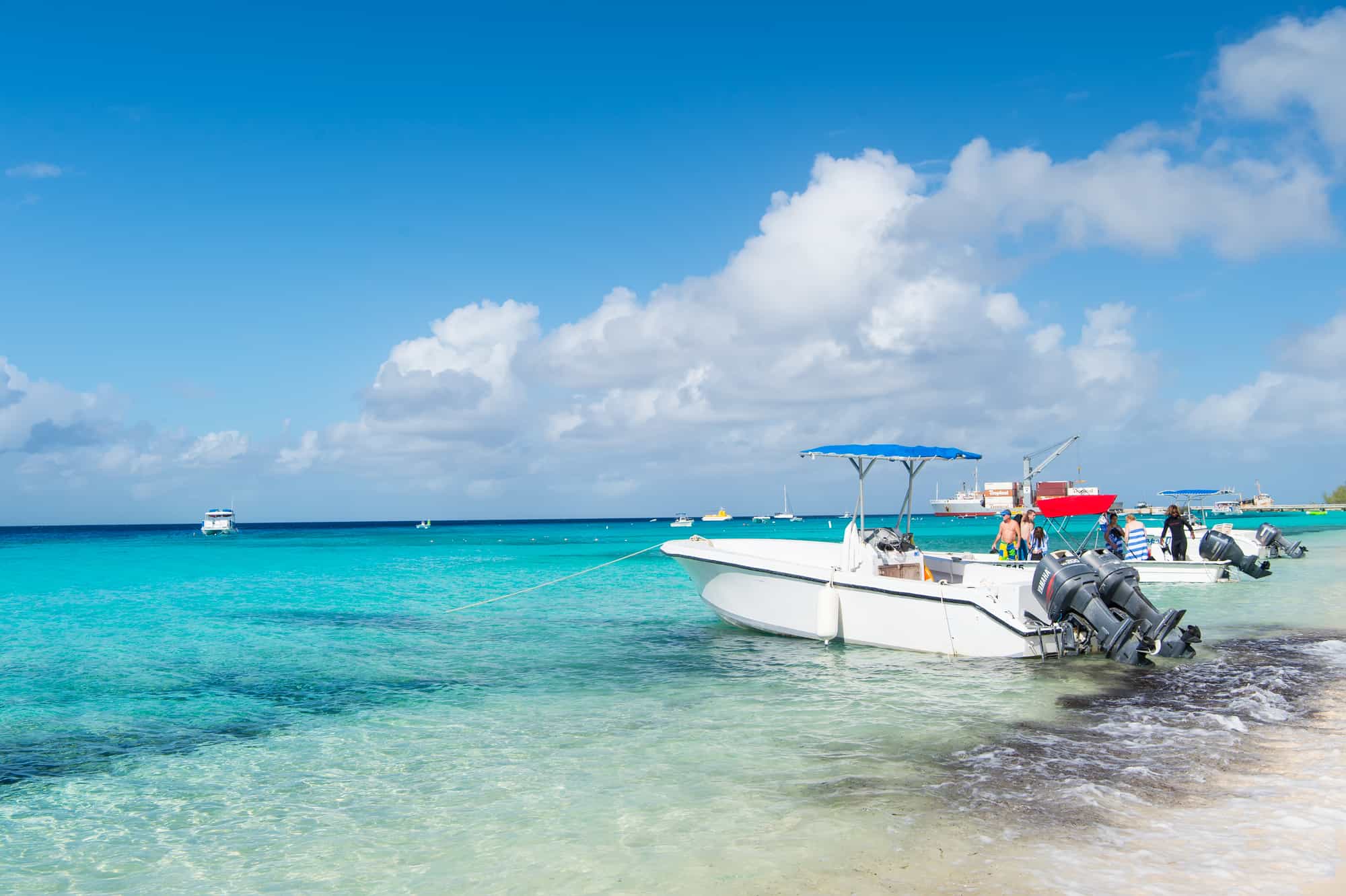 Boats laying on the beach at Grand Turk.